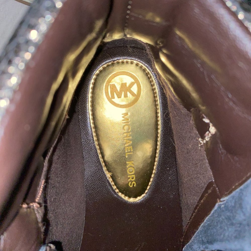 Michael Kors Gold Glam Studded Hightops Sz 8.5 M - Picture 4 of 5